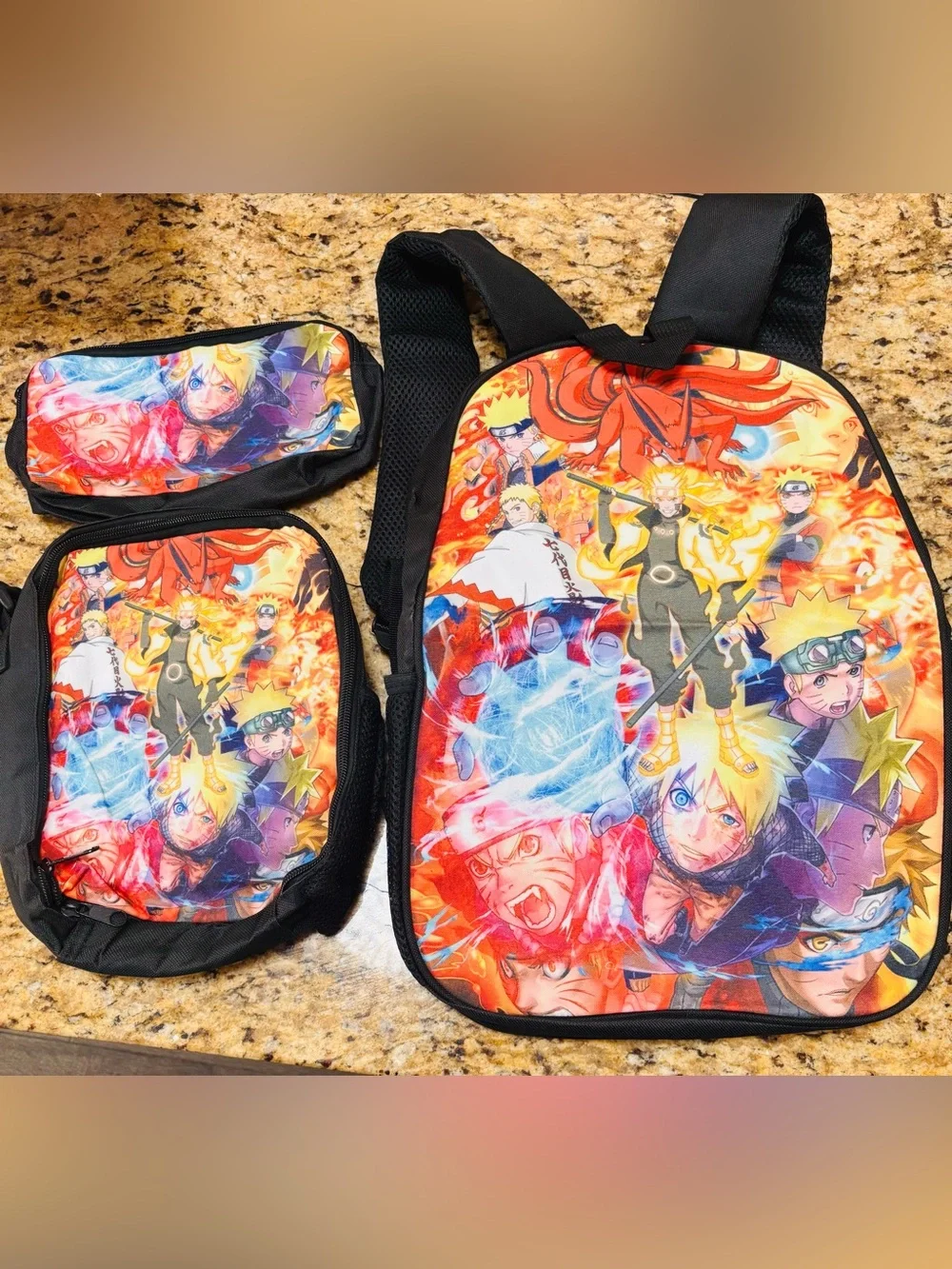 NEW Naruto Shippuden Anime 3PC Backpack, lunch box and pencil case Set